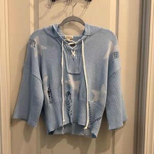 POL Light Blue Star Knit Pullover